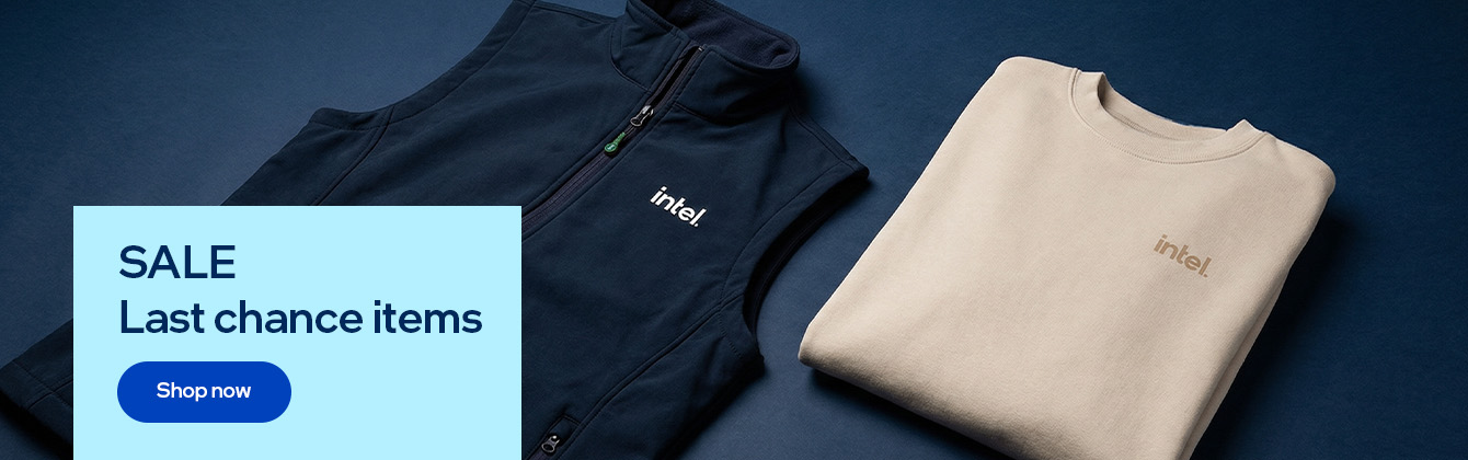 Winter Gifts Collection banner with Intel logo and festive snowflakes, with text 'perfect winter gifts'.